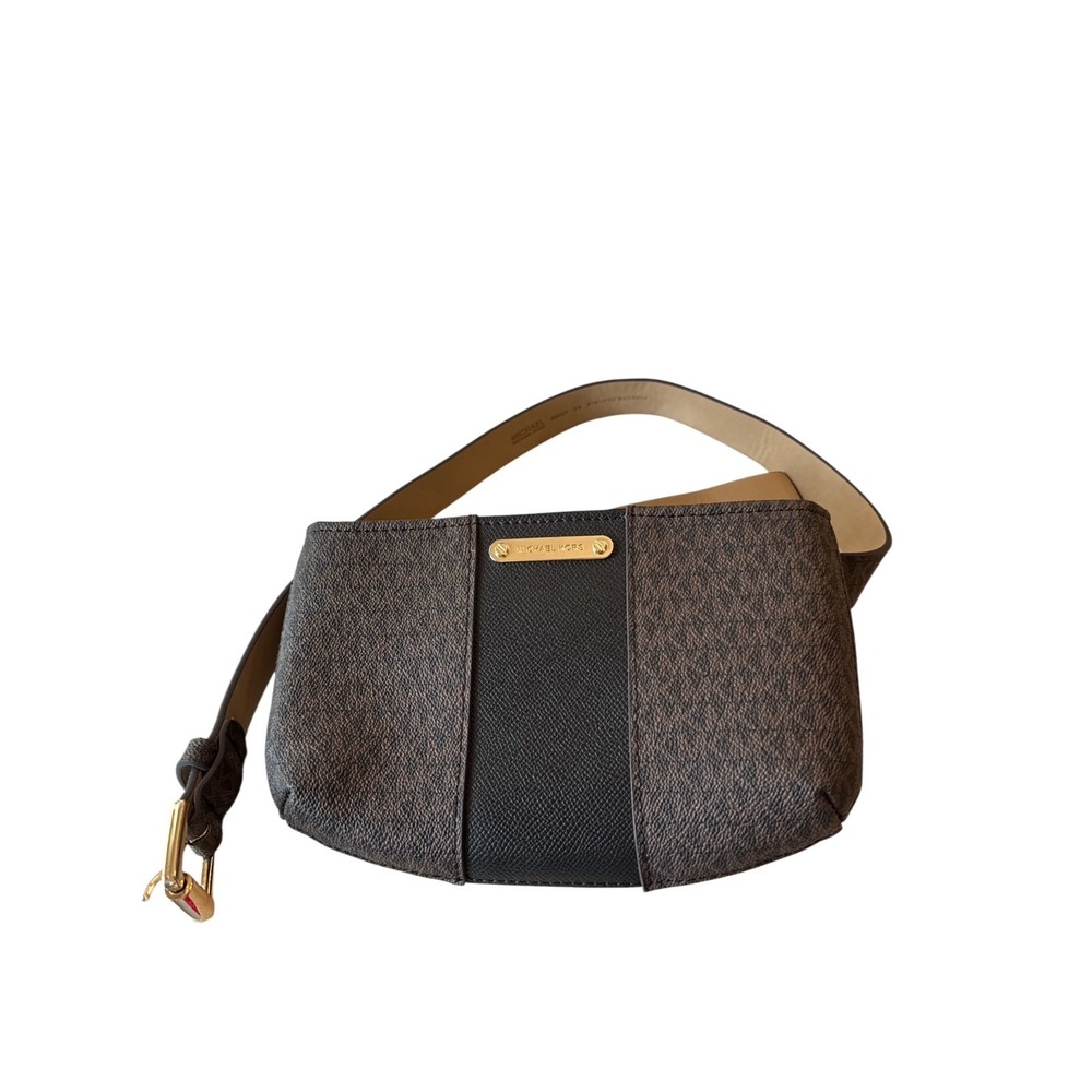 Michael Kors‎ Luxury Monogram Travel Belt Bag Fanny Pack Brown Gold Hardware
